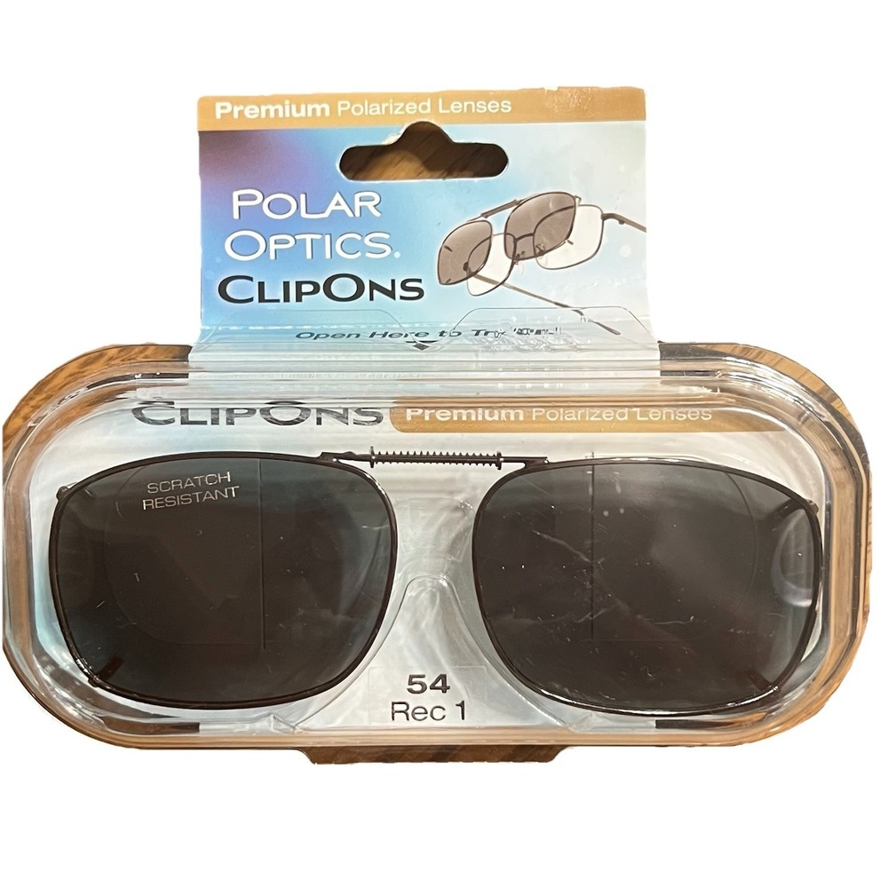 Solar Shield Polarized Clip On 54 Rec 1 Gray Clipon Metal Frame Sunglasses New